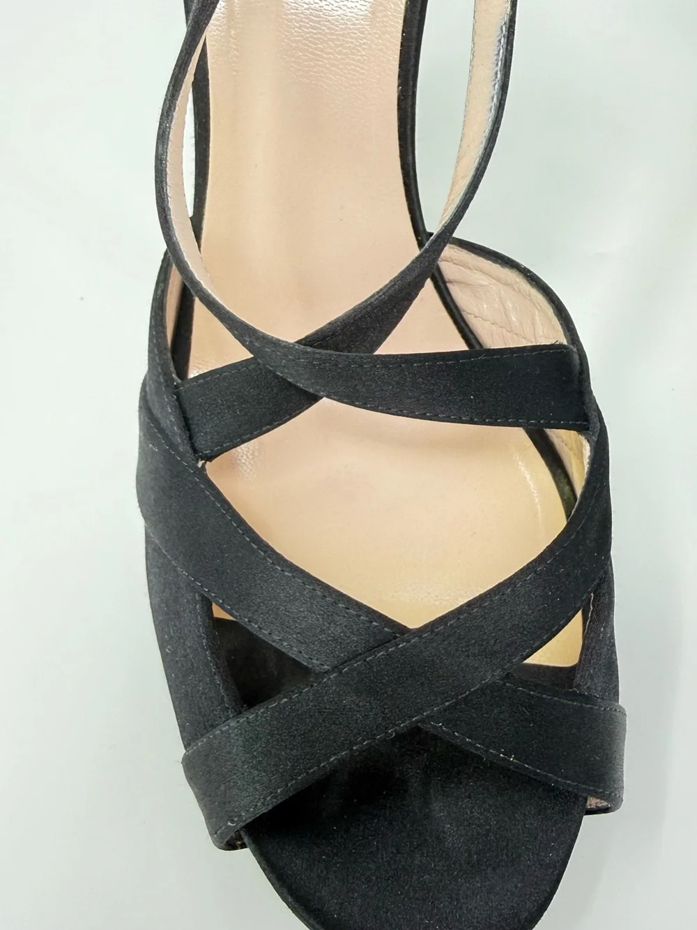 Kate Spade Fensano Black Satin Crisscross Ankle-Strap Heels Size 9B